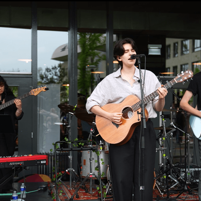 Students performing on stage